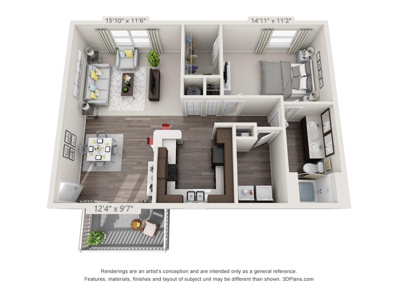 The Banks at Rivergate One Bedroom One Bathroom Floor Plan